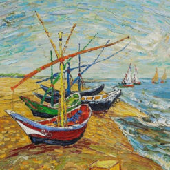 Painting by VAN GOGH - 'Boats on the Beach'