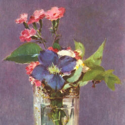 Painting by MANET - 'Pinks and Clematis in a Crystal Vase Long